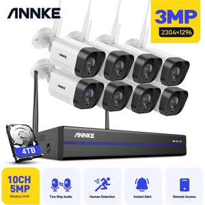 Annke - Système de caméra de sécurité sans fil 8 canaux 5 mp WiFi nvr 8 x 3 mp Smart ai Détection Vision nocturne Kit de caméras de surveillance cctv