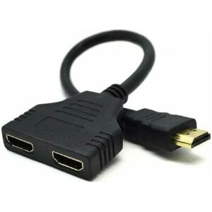 Trade Shop Traesio - hdmi splitter adapter männlich auf 2 hdmi weiblich 32 cm unterstützt 1080P hd Q-C29