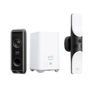 eufy Video Doorbell S330 + Wired Wall Light Cam S100 White - White