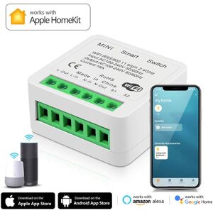 Malitai Mfi-Zertifizierter 16 A Mini-Smart-Wlan-Schalter, 2-Wege-Steuerung, Smart Home-Relais, Unterbrecher, Timer, Funktioniert Mit Apple Homekit, Alexa, Google Home