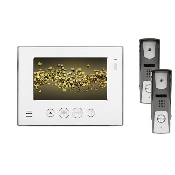 Video Türsprechanlage für 1-Familienhaus mit 7" Zoll Monitor-IS-E027AS (Spannung: 13,5V DC inkl. Trafo / Türstation Farbe : Grau)