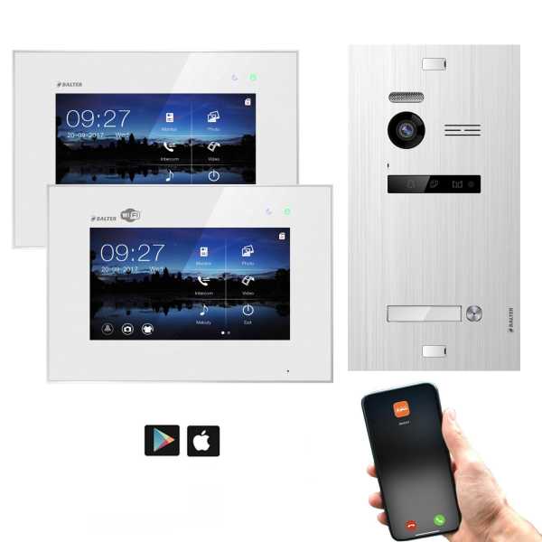 Balter EVO SILVER Video-Türsprechanlage 7 Wifi 2xMonitore 2-Draht BUS für 1 Familienhaus App