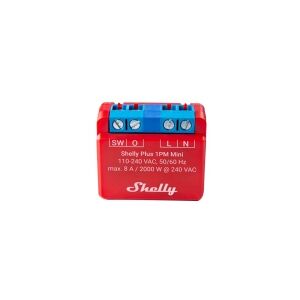 Shelly PLUS 1PM Mini, Rød, 802.11b, 802.11g, Wi-Fi 4 (802.11n), 2,4 GHz, 30 m, 20 dBmW, 2.4 – 2.495