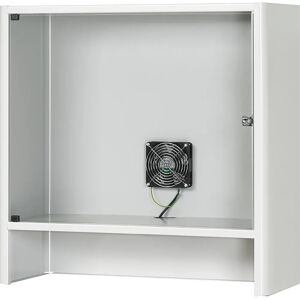 RAU Compartimento para monitor con ventilación activa integrada, H x A x P 710 x 720 x 300 mm, gris luminoso RAL 7035