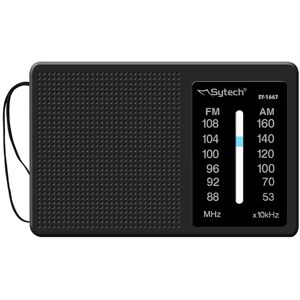 Sytech Radio De Bolsillo Am-Fm Horizontal Negro  Sy-1667ng