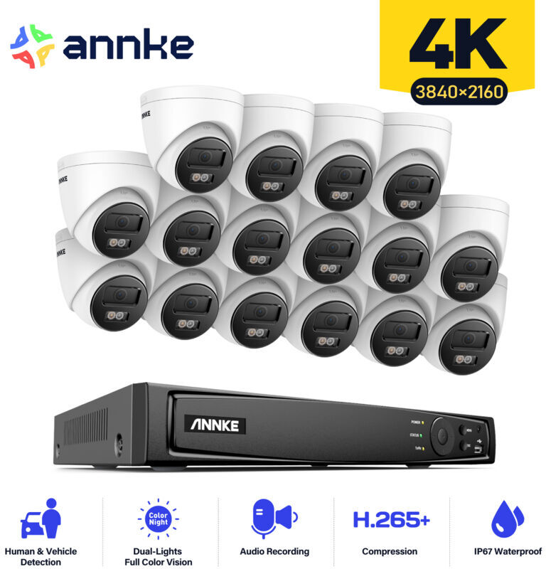 ANNKE 4K Ultra HD PoE Sistema de seguridad de video en red 16CH NVR 4K