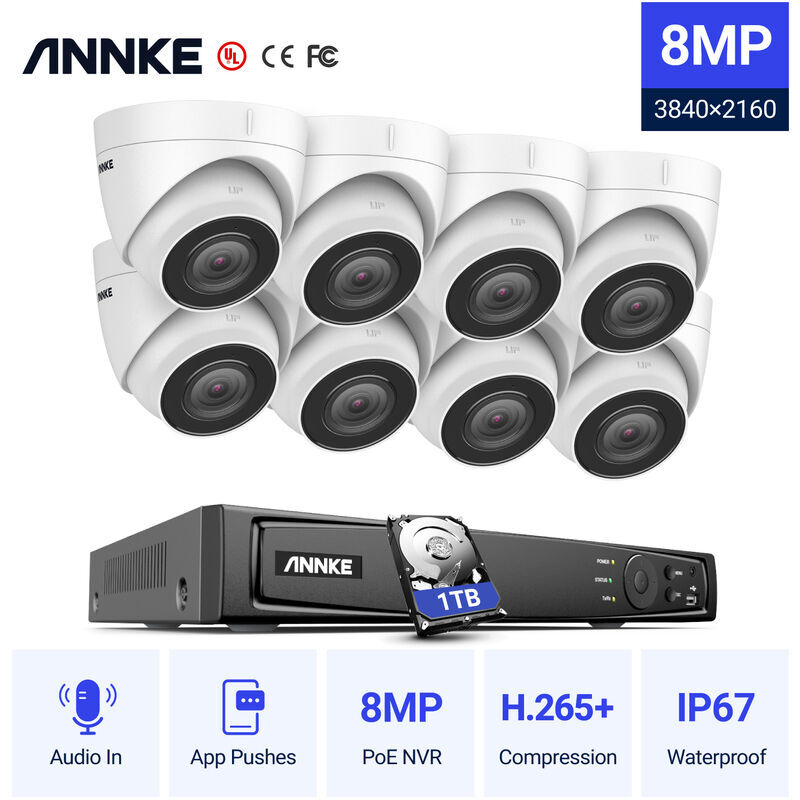 ANNKE 4K Ultra HD PoE Sistema de video de seguridad en red 8CH NVR 4K