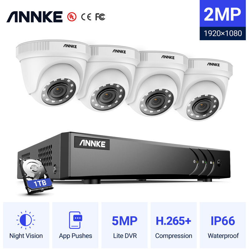 ANNKE Sistema de cámara de seguridad de 8 canales HD-TVI 1080P Lite