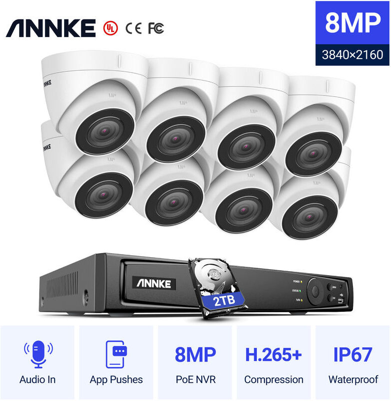 ANNKE 4K Ultra HD PoE Sistema de video de seguridad en red 8CH NVR 4K