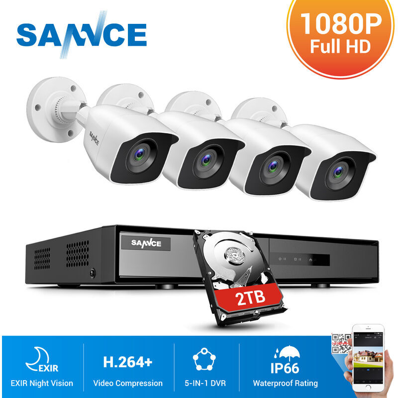 SANNCE Sistema de seguridad de video en el hogar 720P con 1080N 4 canales DVR