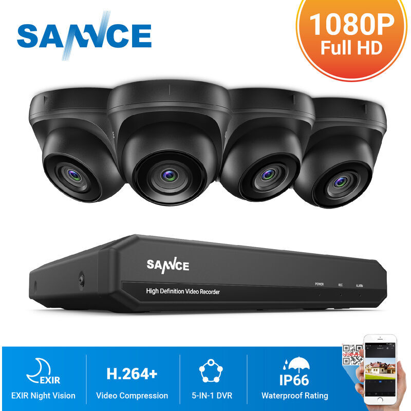 SANNCE Sistema de seguridad de video en el hogar 1080P con 1080N DVR con 4