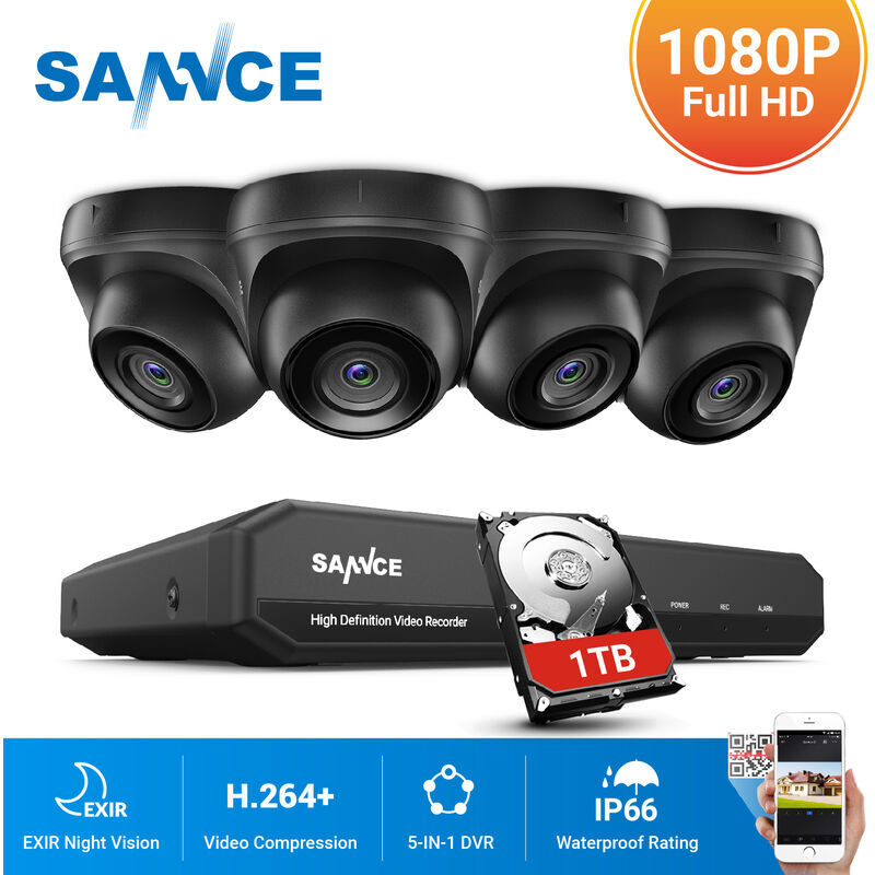 SANNCE Sistema de seguridad de video en el hogar 1080P con 1080N DVR con 4