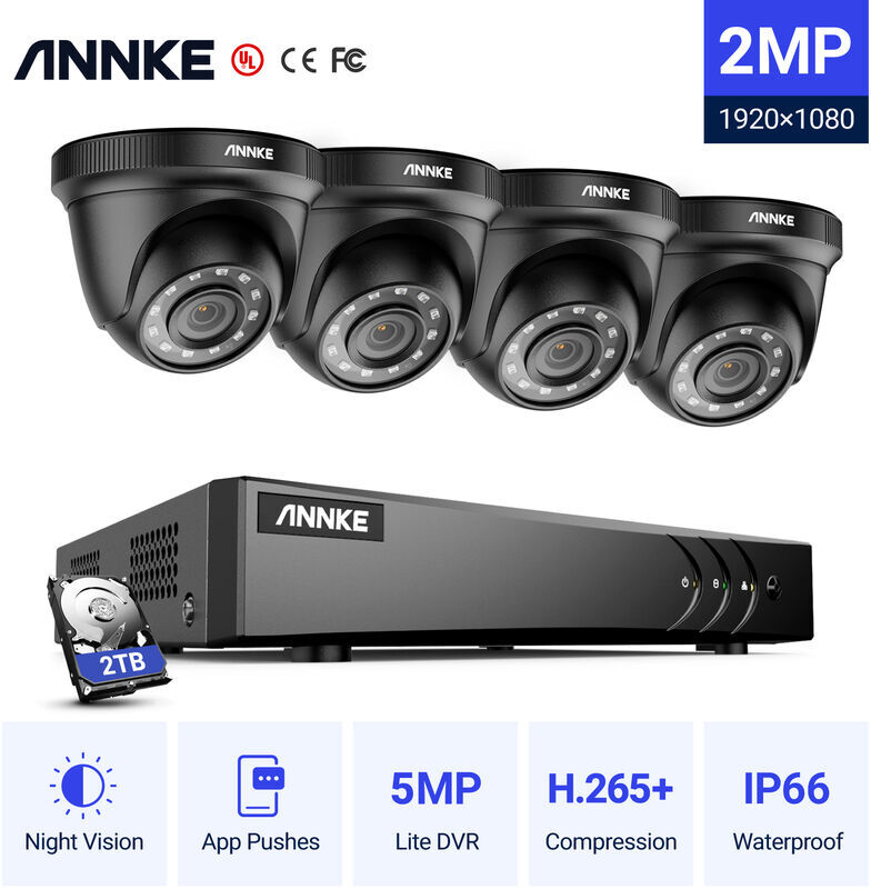 ANNKE Sistema de cámara de seguridad de 8 canales HD-TVI 1080P Lite