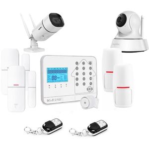 Kit alarme maison connectée sans fil wifi box internet et gsm futura blanche smart life et 2 caméra wifi Lifebox kit11 - Publicité