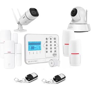 Kit alarme maison connectée sans fil wifi box internet et gsm futura blanche smart life et 2 caméra wifi Lifebox kit11