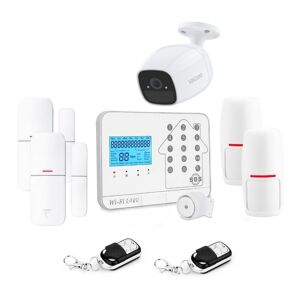 Kit alarme maison connectée sans fil wifi box internet et gsm futura blanche smart life et caméra wifi Lifebox kit9 - Publicité