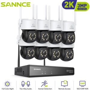 Sannce - 3MP Kit de Surveillance Sans Fil H.264 + Sécurité Protection Alerte Email Audio Bidirectionnel wifi Vidéo Caméra Système - Publicité