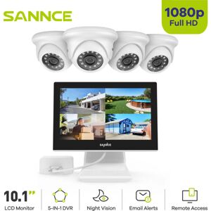 Kits de Vidéosurveillance 4CH 10.1'Écran 41080P Caméra ir Vision Nocturne Informations Alarme Sécurité Surveillance Système - Sannce - Publicité