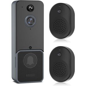 GOTRAYS Sonnette caméra sans fil double sonnette vidéo wifi sonnette avec pir détection du corps humain et alarme d'application audio bidirectionnel hd - Publicité