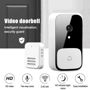 MERKMAK Sonnette video sans fil pour maison connectee, wi-fi 2.4G, camera de securite, interphone video hd ir, Vision nocturne, app interphone vocal Sonnette - Publicité