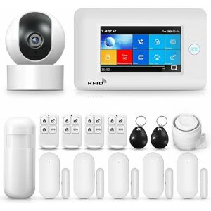 Gotrays - Système d'alarme Domestique, système d'alarme sans Fil 4G WiFi avec caméra de Surveillance 1080p, Alarme antivol Domestique à écran Tactile - Publicité