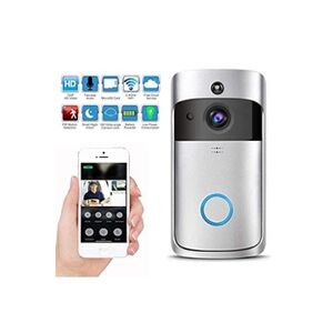 GENERIQUE KuDiff Video Doorbell with LED Ring WiFi Smart Sonnette Vidéo sans Fil 720p HD Caméra en Temps Réel de Vision Nocturne en Mode PIR Détection de - Publicité