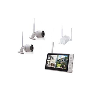 AMC Kit vidéosurveillance 3G 4G avec 2 caméras WiFi Full HD IR IP66 avec IA et un écran LCD 7 récepteur enregistreur MicroSDHC 128Go - Publicité