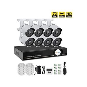 GENERIQUE Caméra de Surveillance Aottom H.265 8CH Kit Intérieur Extérieur Wi-Fi Sans Fil Vision Nocturne Détection de Mouvement Etanche Blanc - Publicité