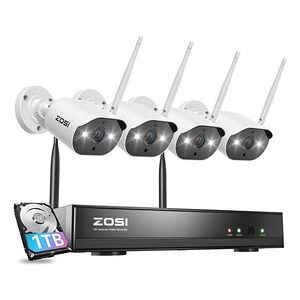 GENERIQUE ZOSI 8CH 2K NVR H.265+ Enregistreur avec disque dur de 1 To 4pcs Caméra IP WiFi 3,0MP Kit Vidéosurveillance sans Fil Extérieur 36m Vision Nocturne - Publicité