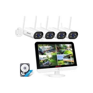 Anran Kit de caméra video surveillance extérieur sans fil avec NVR écran 13 pouces, 4 caméras 3MP, disque dur 1To-Blanc - Publicité