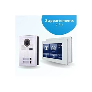 BT Security Portier interphone vidéo modern 2 fils - 2 appartements - 2 écrans tactiles smart 7 blanc - Publicité