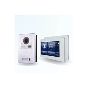 BT Security Portier interphone vidéo modern 2 fils - 1 appartement - 2 écrans tactiles smart 7 blanc - Publicité