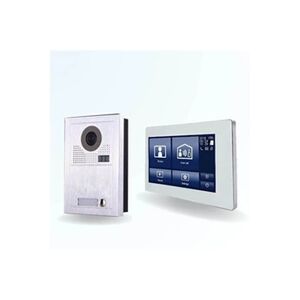 BT Security Portier interphone vidéo modern 2 fils pour 2 entrées - 1 appartement - 2 platines - 1 écran tactile smart 7 blanc - Publicité