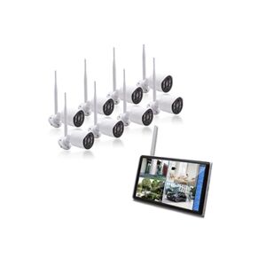 AMC Kit vidéosurveillance WiFi 8 Caméras HD IR IP66 avec intelligence artificielle et un écran LCD 10.1 récepteur enregistreur HDD 2 To - Publicité