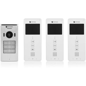 SMARTWARES Interphone vidéo 2 fils pour 3 appartements avec écran 3.5" tactile DIC-22132 - Publicité