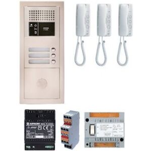 AIPHONE Pack interphone audio 3 logements - platine encastrée avec 3 combinés blanc - aiphone gtba3e