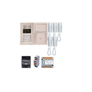 AIPHONE Pack interphone audio 5 logements - platine encastrée avec 5 combinés blanc - aiphone gtba5e