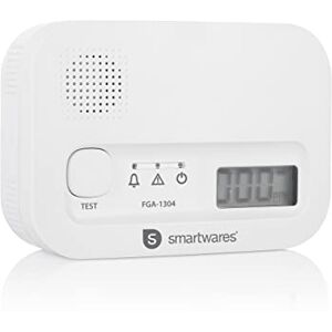 Smartwares Détecteur de monoxyde de carbone FGA-13041 Capteur 10 ans Avec écran et bouton de test, Blanc - Publicité