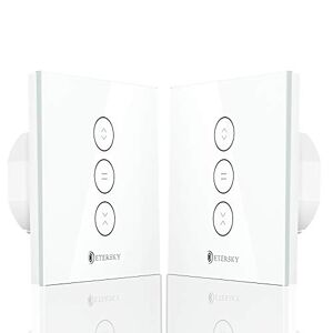 ETERSKY 【Peut Éteindre la LED】Interrupteur Volet Roulant WiFi,  Interrupteur Mural de Rideau Compatible avec Alexa/Google Home, Commutateur Volet Roulant Stores WiFi Contrôlé l'APP à Distance,Timer - Publicité