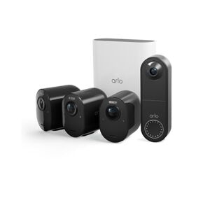 Arlo Ultra 2 Camera Surveillance Sonnette Connectée sans Fil Exterieur, 4K UHD, 180° Vision Nocturne, Sirène, Projecteur Intégré, SmartHub Incluse, Essai Secure Inclus, 3 Caméras Noir - Publicité