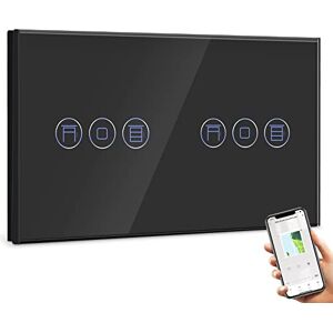 BSEED Double Alexa Interrupteur Volet Roulant Connecté,WiFi Interrupteur Volet Roulant Noir,Compatible avec Amazon Alexa et Google Home,Contrôle Vocal et Fonction de Temps,Interrupteur Tactile Mural - Publicité