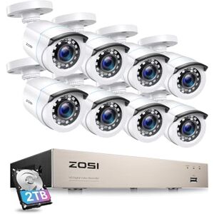 ZOSI 8CH H.265+ 5MP Lite Kit Vidéo Surveillance avec Disque Dur 2To 8pcs Caméra Surveillance Extérieure 2MP Vision Nocturne 24 m Alerte Instantée et App Gratuite pour Accès à Distance - Publicité