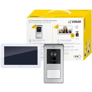 VIMAR K42955 Kit portier-vidéo en saillie contenant: portier-vidéo Wi-Fi à écran tactile LCD 7" mains libres, platine audio-vidéo RFID 1 bouton, alimentation 40103 avec attaches pour fixation murale - Publicité