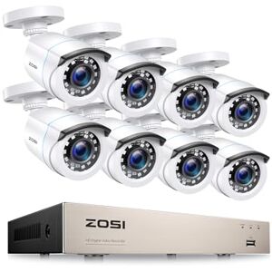 ZOSI H.265+ 8CH 5MP Lite DVR avec 8X Caméra de Surveillance Extérieure IP66, Kit Vidéo Surveillance avec Détection de Mouvement et Alerte Instantanée, Accès à Distance, Disque Dur Non Fourni - Publicité