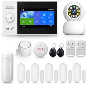 PGST Alarme Maison, système d'alarme sans Fil & 4G & Caméra de Surveillance 1080p, antivol Maison sans Fil Touch Screen de 4,3 cm WiFi Compatible avec Alexa Google Home - Publicité