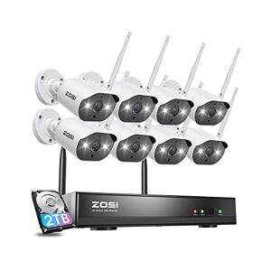 ZOSI 8CH HD 5MP 2To NVR Enregistreur Vidéosurveillance sans Fil avec 8pcs Caméra Extérieure WiFi 3MP, Alarme Sonore et Lumineuse, Audio Bidirectionnel, Alerte Instantanée par Email - Publicité