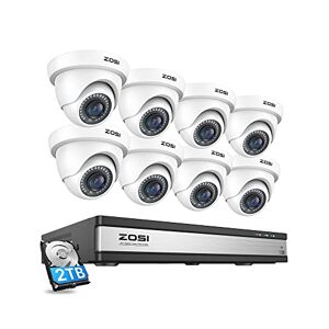 ZOSI H.265+ Kit Vidéo Surveillance, 16CH H.265+ 5MP Lite DVR et Disque Dur 2 to, 8 Caméra de Surveillance Extérieure IP66, Détection de Mouvement AI, Alerte Instantanée et Accès à Distance - Publicité