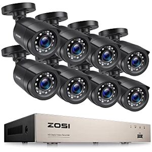 ZOSI H.265+ 5MP Lite DVR avec 2MP Caméra de Surveillance Extérieure IP66, Vision Nocturne de 80 Pieds, APP Gratuite pour Accès à Distance par Smartphone Disque Dur Non fourni - Publicité