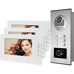 Diginex HFeng 7 '' Couleur Filaire Interphone Vidéo Porte Système de Téléphone kit 700TVL RFID Accès Entrée Caméra Sonnette 3 monitors 480p pour Multi- Appartements/Maison - Publicité