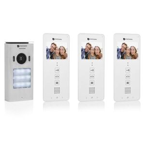 Smartwares DIC-22132 Interphone vidéo 2 fils Set complet 3 foyers blanc Blanc - Publicité